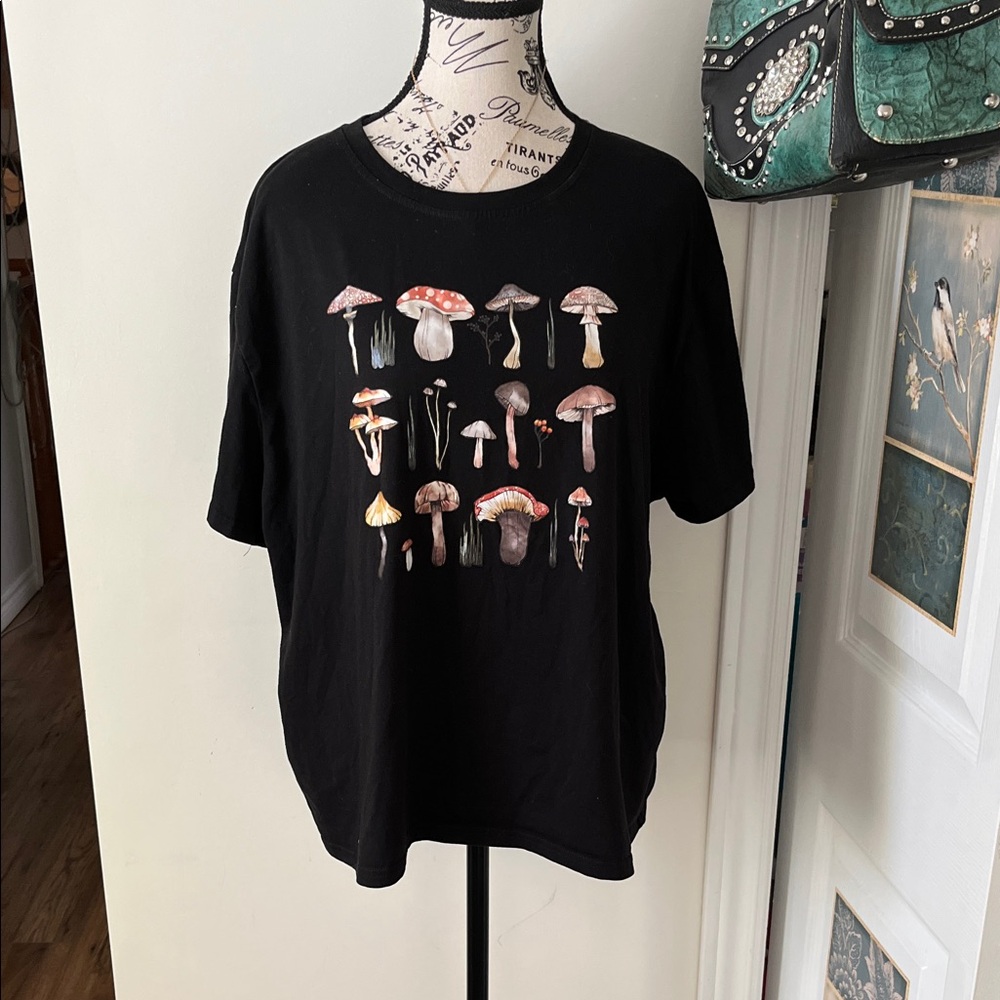Black Mushroom Graphic Tee